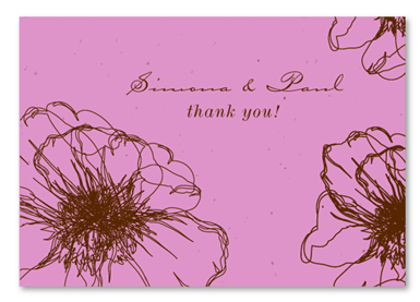 Pink Thank you cards | Drawn Poppy (on Pink seeded paper, brown)