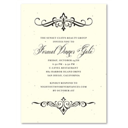 Financial Holiday Party Invitations |  Elegant Scrolls by Green Business Print