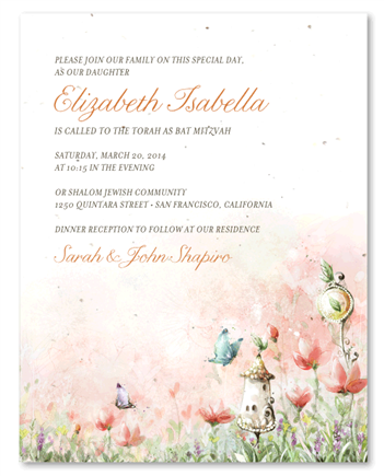 Unique Bat Mitzvah Invitations ~ Enchanted Meadow