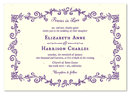 Organic wedding invitations on seeded paper | Enchanted by ForeverFiances