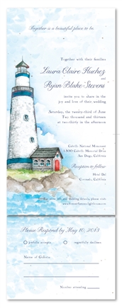 Beach Lighthouse Wedding Invitations with enchanting Light House