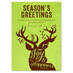 Green Holiday Greeting Cards | Festive Deer
