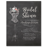 Floral Bodice Bridal Shower Cards on Chalk board Paper