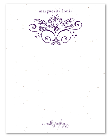 Unique Business Stationery on seeded paper - Floral Calligraphy