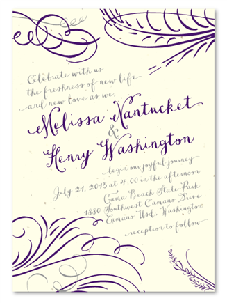 Floral Garden Wedding Invitations - Floral Swirls