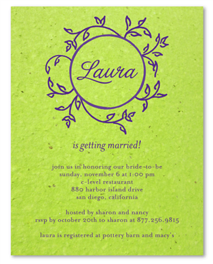 Green Bridal Shower Invitations - Garden Vines