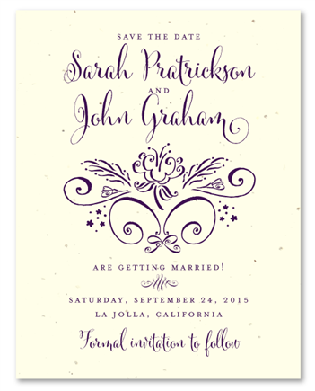 Fancy Script Save the Date cards ~ Gentle Whimsy (plantable & 100% recycled)