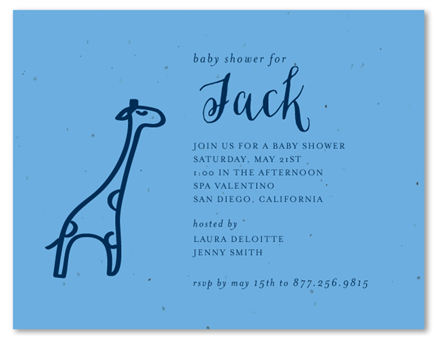 Giraffe Baby Shower Invitations on seeded paper