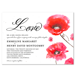 Unique Watercolor Invitations ~ Gorgeous Poppies (created with 100% recycled handmade plantable paper, vivid red)