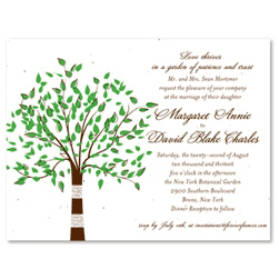 Tree Themed Wedding Cards ~ Green Tree (seeded paper)