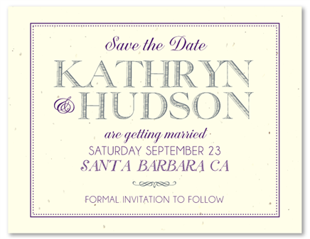 Seed Paper Save the Date cards ~ Antique Lettering (plantable & 100% recycled)