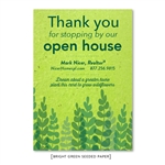 Green Open House Realtors Thank You Cards | Green Paper brown print