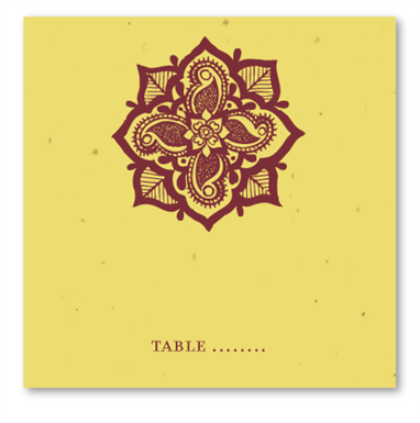 Indian Wedding Table Cards - Henna Flower (*seeded paper)
