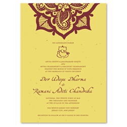 Indian Wedding Invitations on seeded paper - Henna Flower