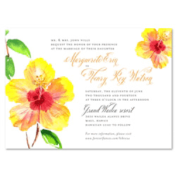 Hibiscus Wedding Invitations from Maui Hawaii watercolor by ForeverFiances