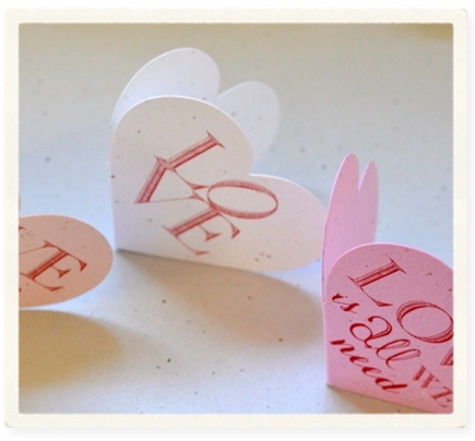Heart shaped card ~ Love (seeded paper)
