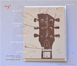 Birthday Greetings - Acoustic Guitar (desert brown garden herbs seeded paper - Chocolate Brown print)