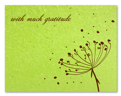 Thank Greetings - Love Scene (Bright Green garden herbs seeded paper - Chocolate print)
