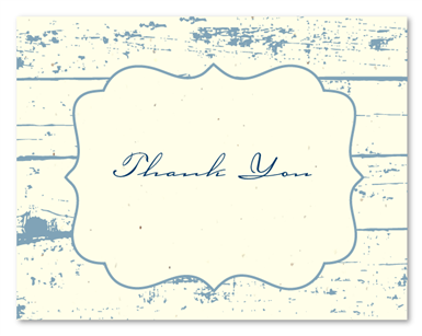 Thank you Greetings - Shabby Chic (cream wildflower seeded paper - Stonewash Blue print)