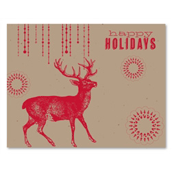 Holiday Greetings - The Deer (desert brown garden herbs seeded paper - Red print)