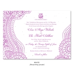 Indian Paisley Wedding Invitations on purple seeded paper