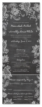 Indian Smile Chalkboard Wedding Invitations with Paisley