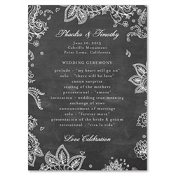Chalk Wedding Programs ~ Indian Smile (unique on recycled paper)
