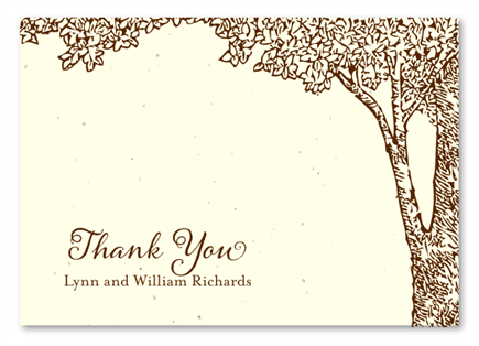 Unique Thank you cards on Seeded Paper ~ La Foret Tree by ForeverFiances Weddings (Chocolate Brown)