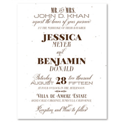 Seeded Paper Wedding Invitations with unique typography - Late August
