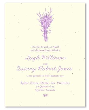 Wedding Announcement Cards ~ Lavender Simplicity