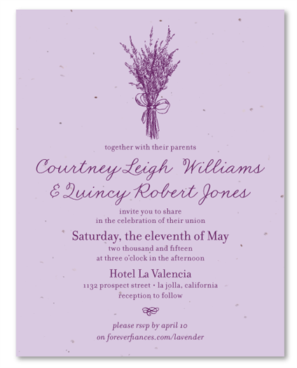 Lavender Wedding Invitations | Lavender Simplicity