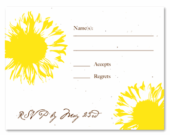 Plantable Response Cards ~ Sunflower by ForeverFiances Weddings (Juicy yellow)