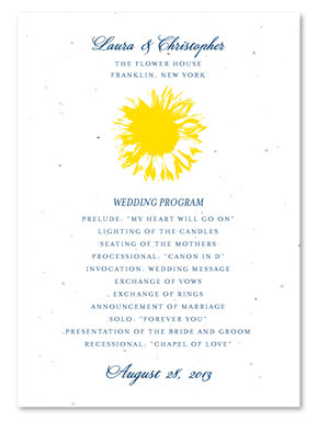 Sunflower Wedding Programs | Yellow Flower