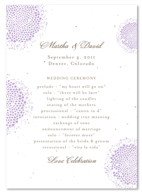 Unique Wedding Programs ~ Lolita (seeded paper)