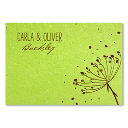 green Thank you cards ~ Love Scene (Green Seeded Paper, Chocolate brown print)