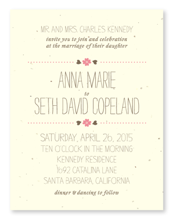 Affordable Wedding invitations ~ Love Grain (seeded paper)