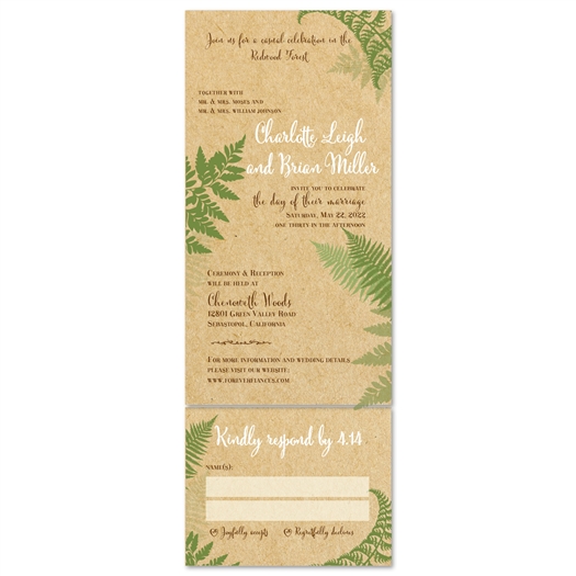 Green Wedding Invitations ~ Lovely Fern (100% recycled paper)