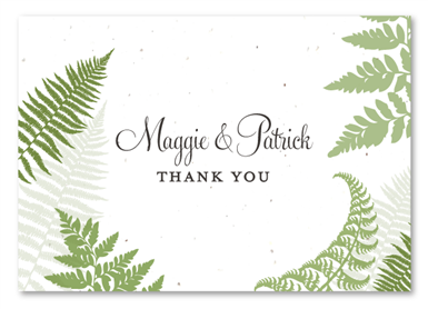 Fern Wedding Thank You Cards | Lovely Fern (Fern Green, White)