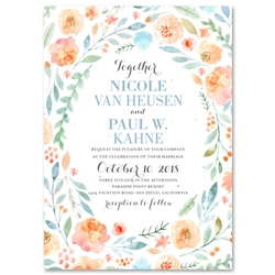 Lovely Floral Wedding Invitations | Teal Peach