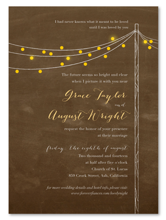 Brown Chalkboard Wedding Invitations - Lovely Night