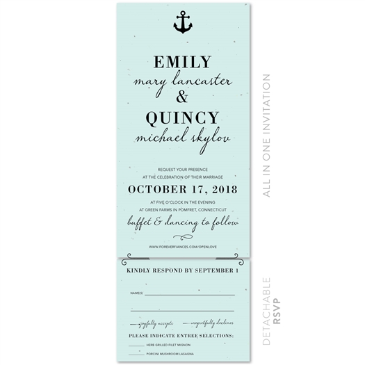 Nautical Wedding Invitations | Marine Blue