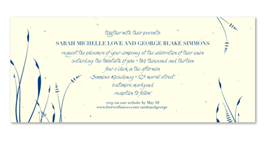 Beach Wedding Invitations on Seeded Papepr ~ Maryland Beach (seagrass on cream)