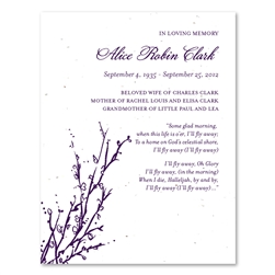 Tree Theme Funeral Cards ~ Memorial Branches (seeded paper)