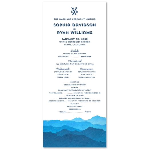 Mountain Theme Wedding Programs | Misty Mountains