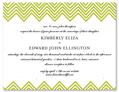 Green Wedding Cards ~ Modern Chevron (seeded paper)