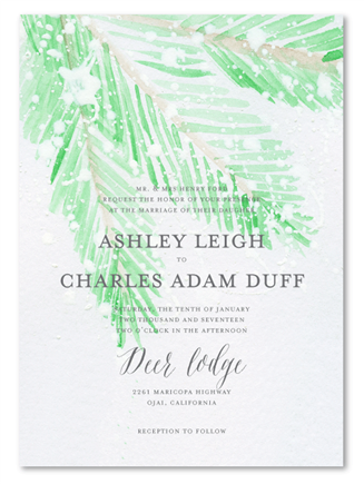 Frosty Winter Wedding Invitations | (100% recycled paper) Nature's Green