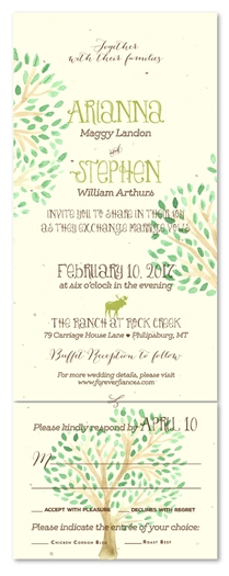 Tree Wedding Invitations on Plantable Paper | Mountain Lodge