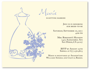 Bridal Shower Invitations ~ My Gown (100% recycled paper)