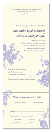 Seal and Send Wedding Invitations | My Love Rosie (100% recycled, Purple flowers)