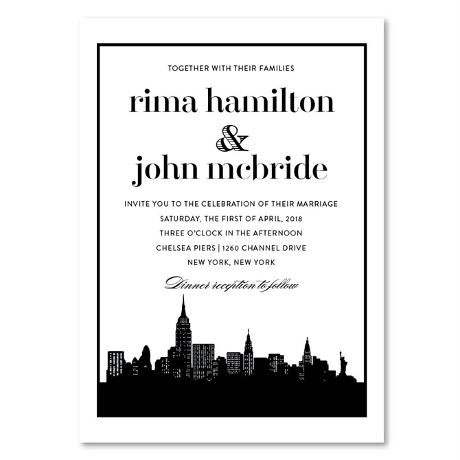 New York skyline Wedding Invitations on 100% Recycled Paper by  ForeverFiances Weddings